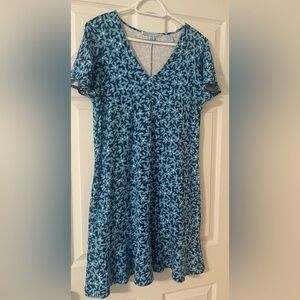 Draper James Blue Floral Flutter Sleeve
Grotto Shift Shirt Dress Size L